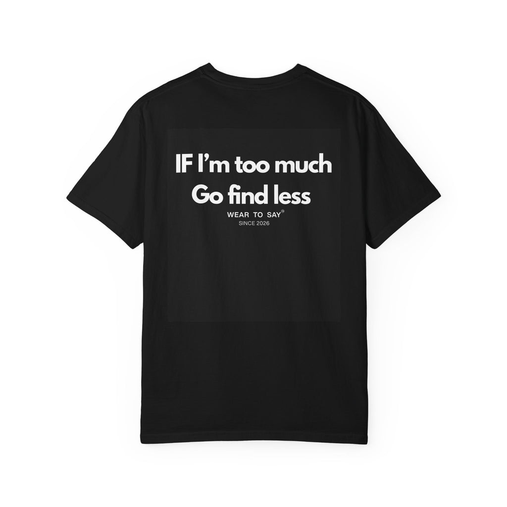 IF I’M TOO MUCH GO FIND LESS